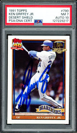 Ken Griffey Jr. Autographed 1991 Topps Desert Shield Card #790 Seattle Mariners PSA 7 Auto Grade Gem Mint 10 PSA/DNA #127229217