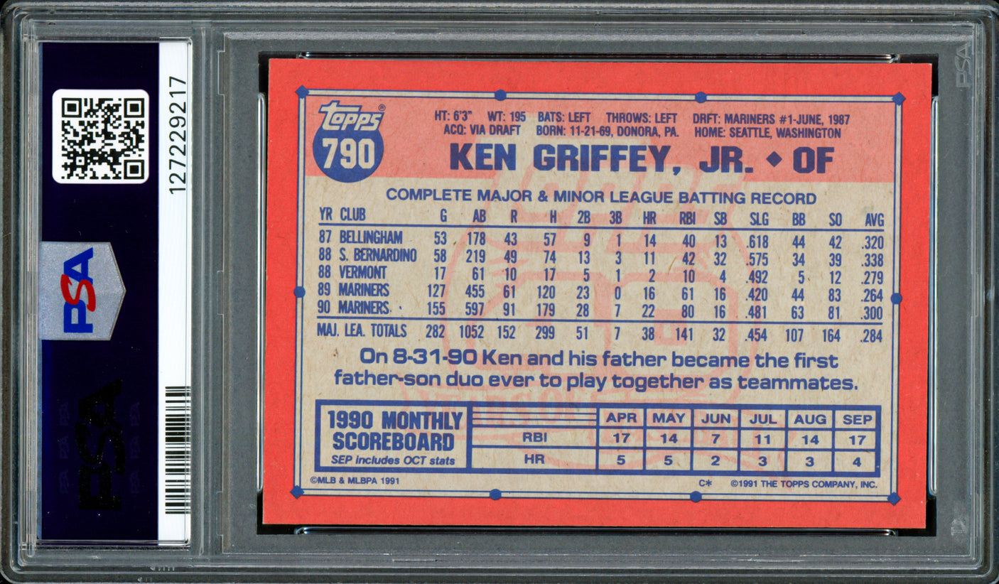 Ken Griffey Jr. Autographed 1991 Topps Desert Shield Card #790 Seattle Mariners PSA 7 Auto Grade Gem Mint 10 PSA/DNA #127229217