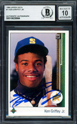 Ken Griffey Jr. Autographed 1989 Upper Deck Rookie Card #1 Seattle Mariners Auto Grade Gem Mint 10 Beckett BAS #18629994