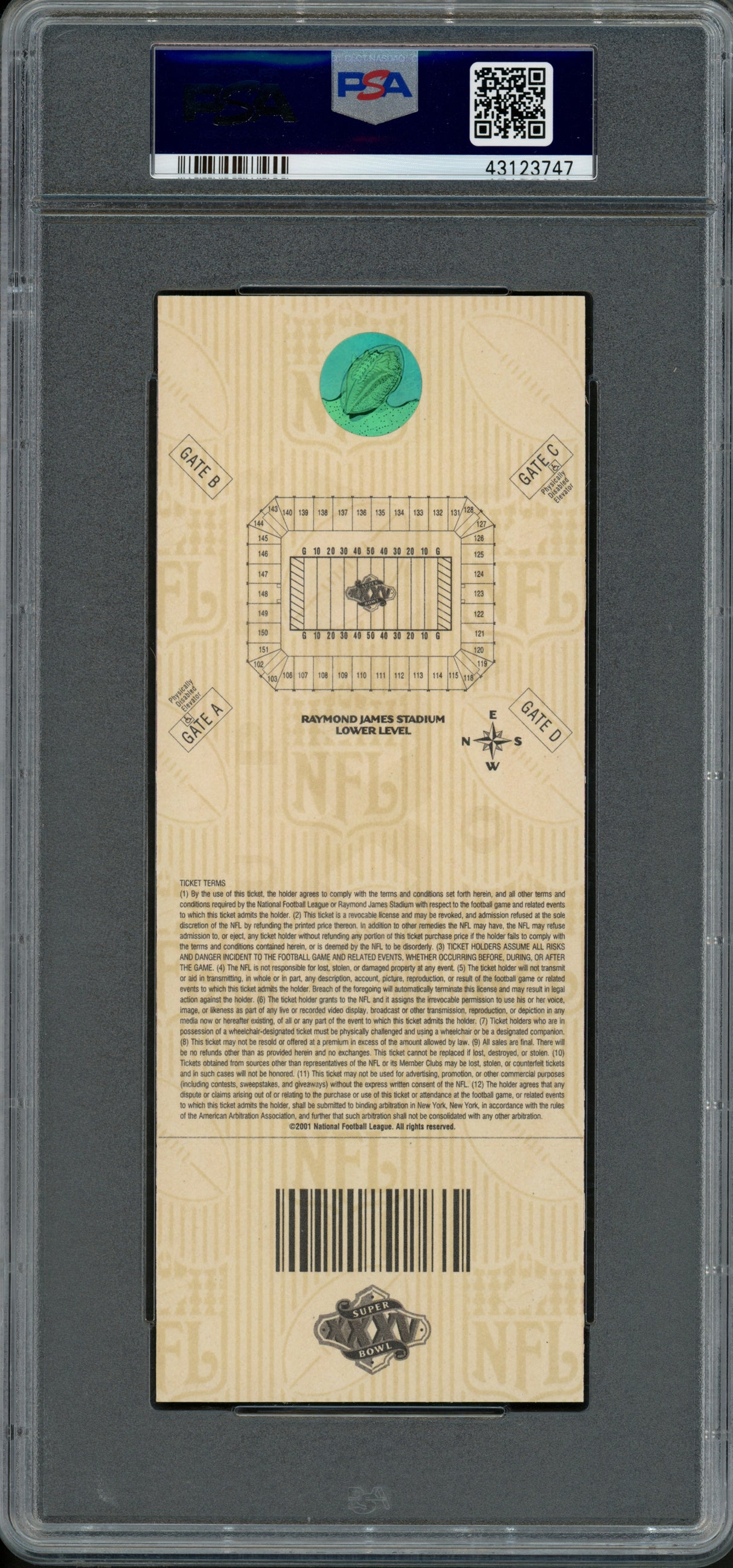 Super Bowl XXXV Unsigned Ticket Baltimore Ravens vs. New York Giants PSA 10 #43123747