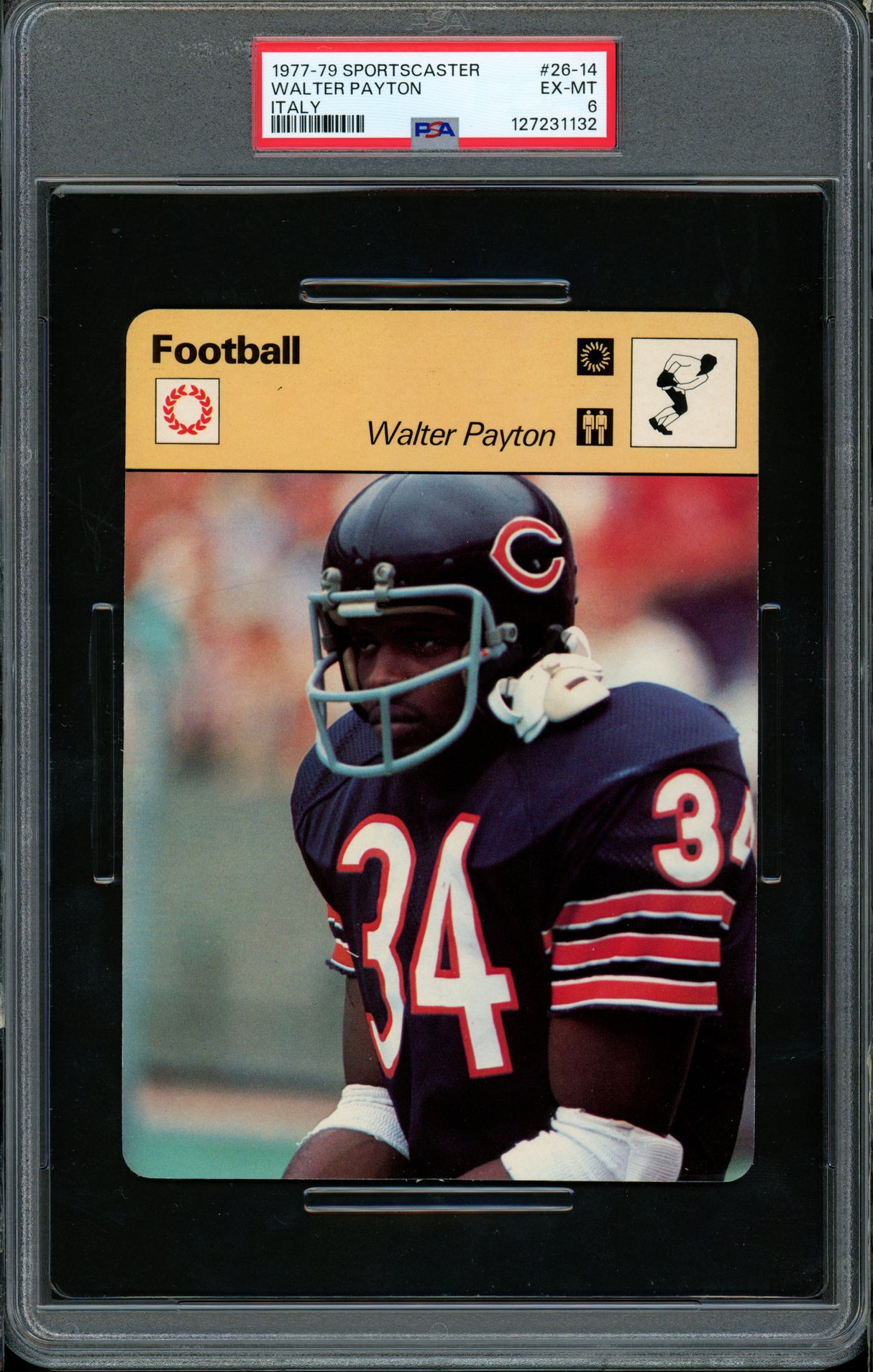 Walter Payton 1977-79 Sportscaster Card #26-14 Chicago Bears PSA 6 #127231132