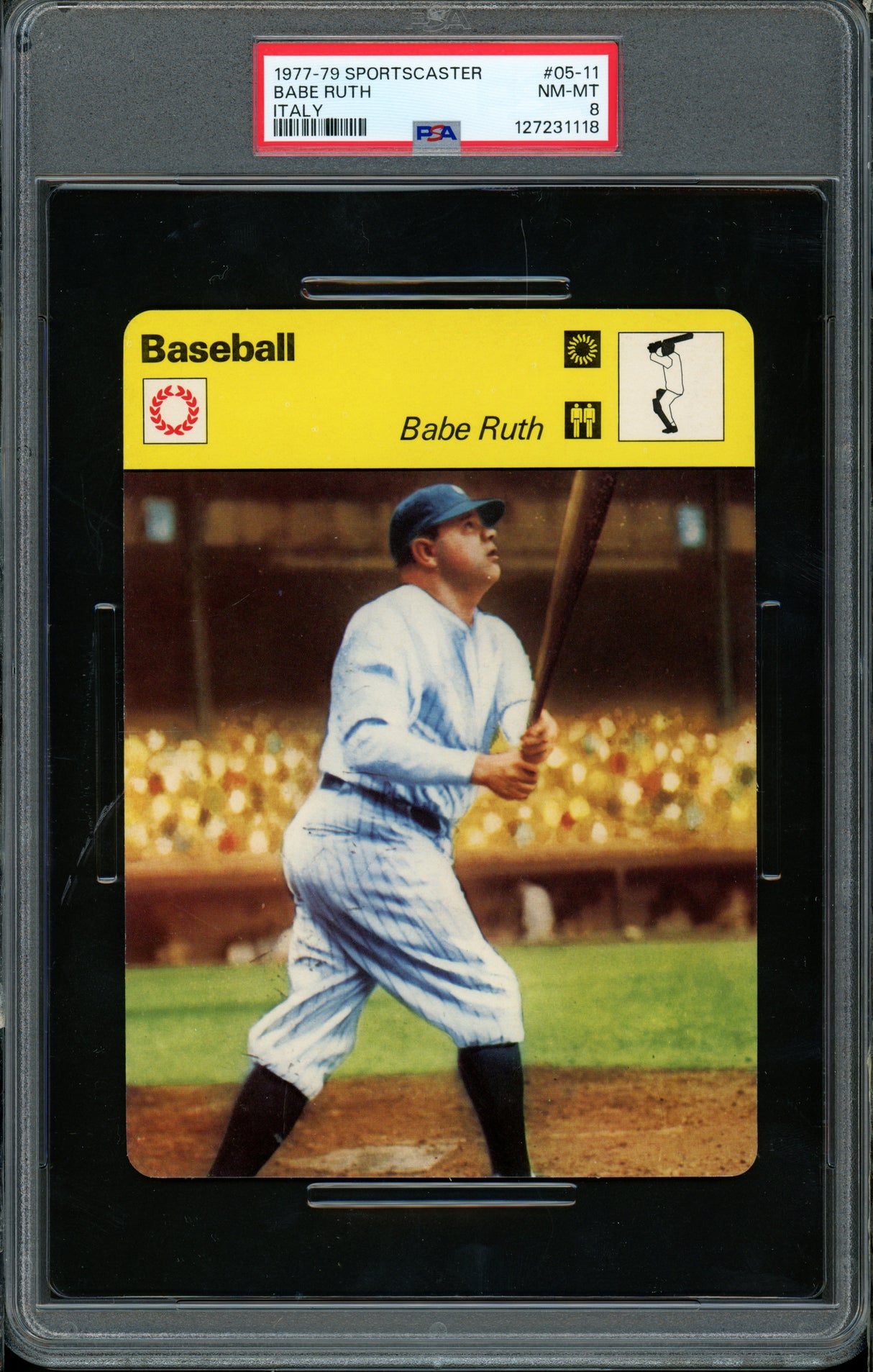 Babe Ruth 1977-79 Sportscaster Card #05-11 New York Yankees PSA 8 #127231118