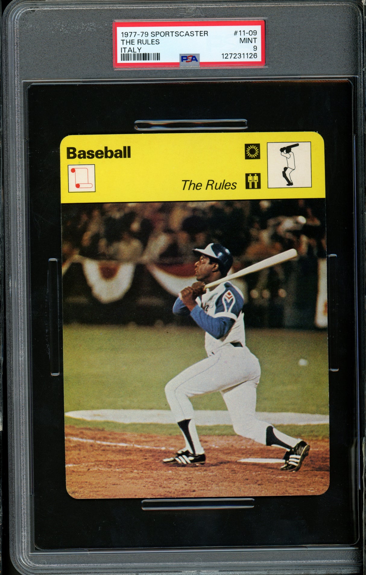 Hank Aaron 1977-79 Sportscaster Card #11-09 Atlanta Braves PSA 9 The Rules #127231126