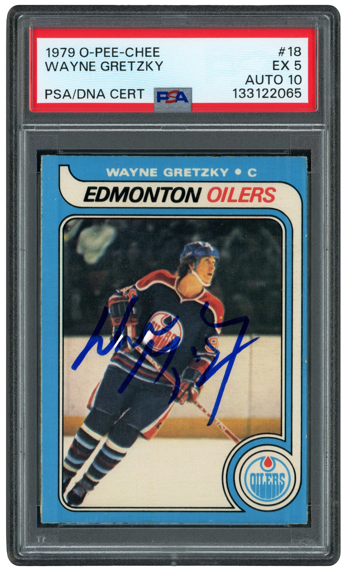 Wayne Gretzky Autographed 1979 O-Pee-Chee Rookie Card #18 Edmonton Oilers PSA 5 Auto Grade Gem Mint 10 PSA/DNA #133122065