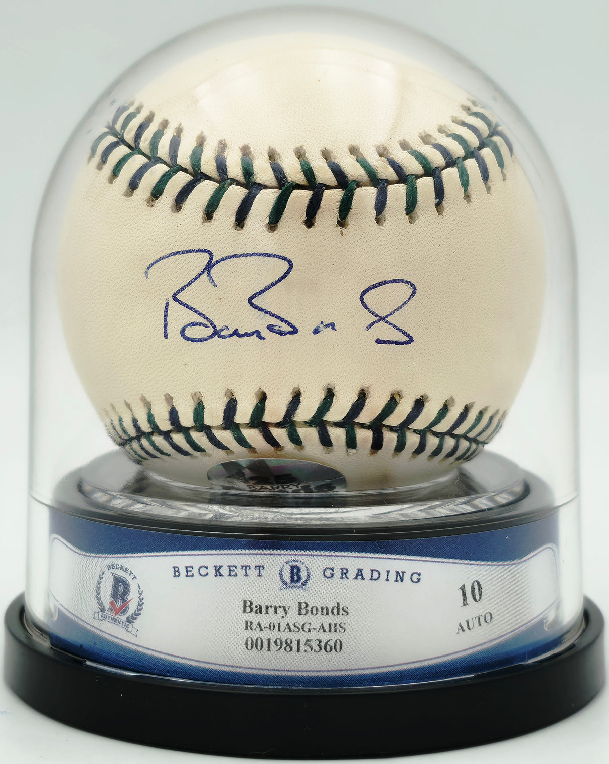 Barry Bonds Autographed Official 2001 All Star Game Logo Baseball San Francisco Giants Auto Grade Gem Mint 10 Beckett BAS #19815360