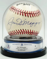 Joe DiMaggio Autographed Official Logo League Baseball New York Yankees Auto Grade Mint 9 Beckett BAS #19815355