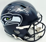 Nick Emmanwori Autographed Seattle Seahawks Blue Full Size Speed Replica Helmet (Signed Twice - Smudged) Beckett BAS Witness #4W530562