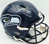 Nick Emmanwori Autographed Seattle Seahawks Blue Full Size Speed Replica Helmet (Signed Twice - Smudged) Beckett BAS Witness #4W530564