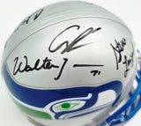 Seattle Seahawks Ring of Honor Autographed Throwback Silver Mini Helmet With 5 Signatures Including Cortez Kennedy & Steve Largent Beckett BAS #C26016