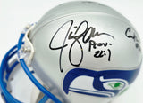 Seattle Seahawks Ring of Honor Autographed Throwback Silver Mini Helmet With 5 Signatures Including Cortez Kennedy & Steve Largent Beckett BAS #C26016