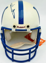 Johnny Unitas Autographed Baltimore Colts White Riddell Mini Helmet Beckett BAS #AE85517