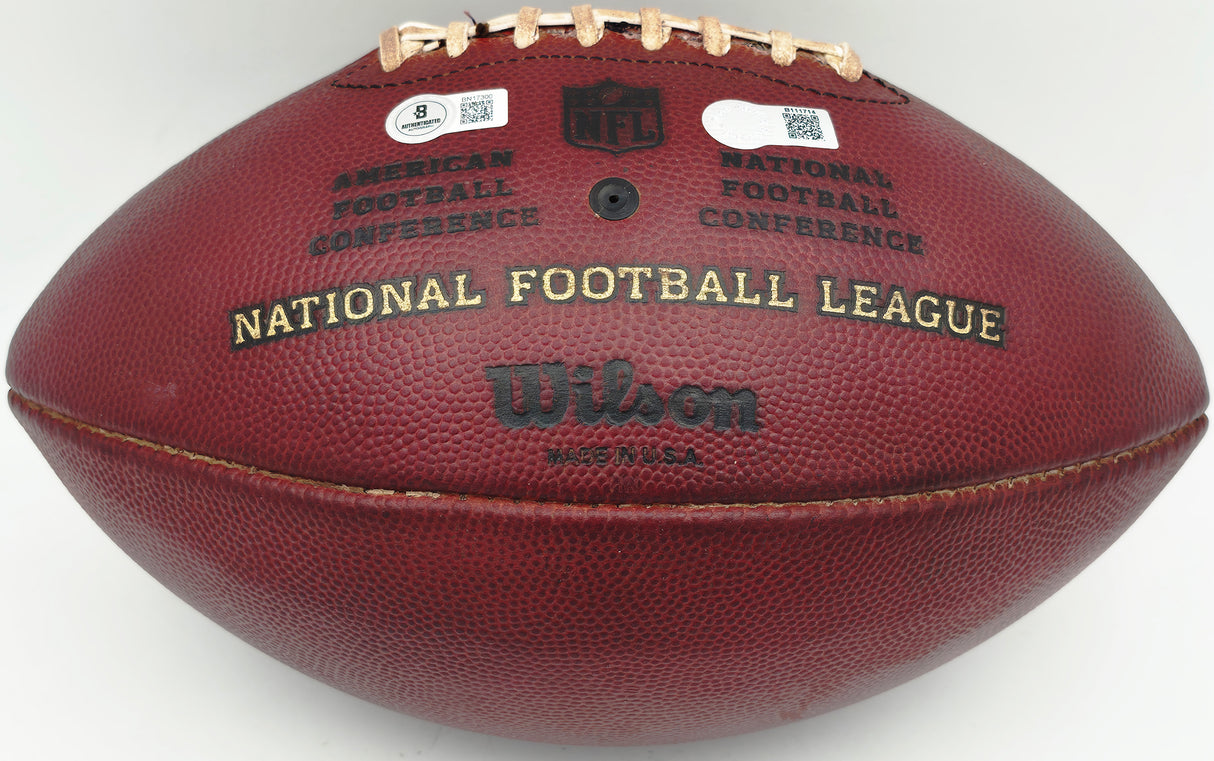 Barry Sanders Autographed Official NFL Leather Game Prepped Football Detroit Lions (Smudged) Beckett BAS QR #BN17300