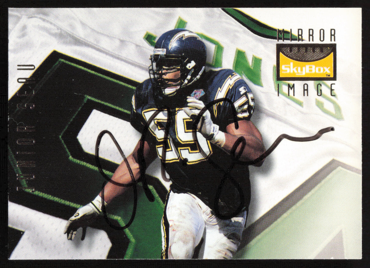 Junior Seau & Marvin Jones Autographed 1995 Skybox Mirror Image Card #158 SKU #260108