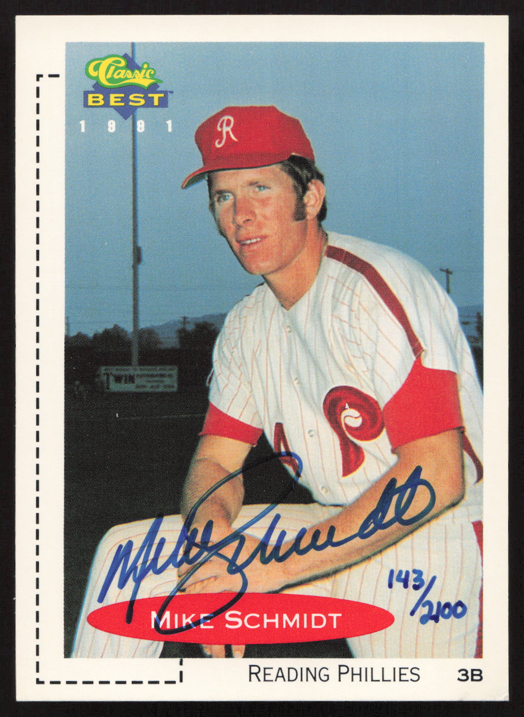 Mike Schmidt Autographed 1991 Classic Best Card #1 Philadelphia Phillies SKU #260126