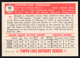 Earl Torgeson Autographed 1983 Topps 1952 Reprint Card #97 Boston Braves SKU #260128