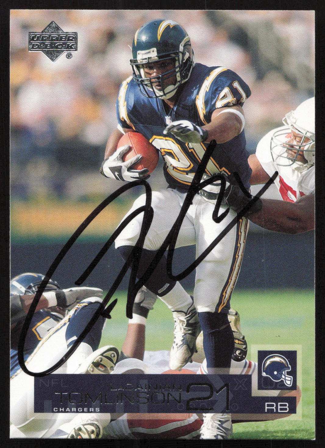 LaDainian Tomlinson Autographed 2002 Upper Deck Card #140 San Diego Chargers SKU #260551