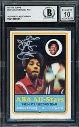 Julius Dr. J Erving Autographed 1973-74 Topps Card #240 Virginia Squires Auto Grade Gem Mint 10 Beckett BAS #19658647