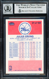 Julius Dr. J Erving Autographed 1986-87 Fleer Card #31 Philadelphia 76ers Auto Grade Gem Mint 10 Beckett BAS #19658681
