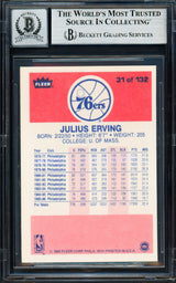 Julius Dr. J Erving Autographed 1986-87 Fleer Card #31 Philadelphia 76ers Auto Grade Gem Mint 10 Beckett BAS #19658679