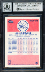 Julius Dr. J Erving Autographed 1986-87 Fleer Card #31 Philadelphia 76ers Auto Grade Gem Mint 10 Beckett BAS #19658677