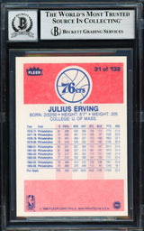 Julius Dr. J Erving Autographed 1986-87 Fleer Card #31 Philadelphia 76ers Auto Grade Gem Mint 10 Beckett BAS #19658675