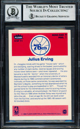 Julius Dr. J Erving Autographed 1986-87 Fleer Sticker Card #5 Philadelphia 76ers Auto Grade Gem Mint 10 Beckett BAS #19658695