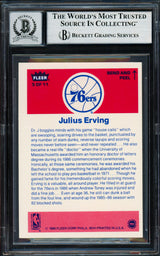 Julius Dr. J Erving Autographed 1986-87 Fleer Sticker Card #5 Philadelphia 76ers Auto Grade Gem Mint 10 Beckett BAS #19658699