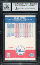 Julius Dr. J Erving Autographed 1987-88 Fleer Card #35 Philadelphia 76ers Auto Grade Gem Mint 10 Beckett BAS #19658709