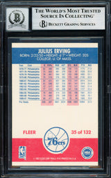 Julius Dr. J Erving Autographed 1987-88 Fleer Card #35 Philadelphia 76ers Auto Grade Gem Mint 10 Beckett BAS #19658715