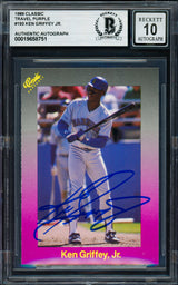 Ken Griffey Jr. Autographed 1989 Classic Travel Rookie Card #193 Seattle Mariners Auto Grade Gem Mint 10 Beckett BAS #19658751
