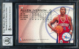 Allen Iverson Autographed 1996-97 Fleer Sprite Rookie Card #28 Philadelphia 76ers Auto Grade Gem Mint 10 Beckett BAS #19659439