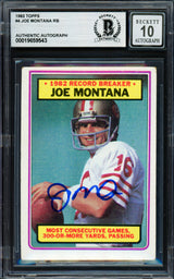 Joe Montana Autographed 1983 Topps Card #4 San Francisco 49ers Auto Grade Gem Mint 10 Beckett BAS #19659543