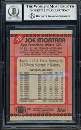 Joe Montana Autographed 1990 Topps Card #13 San Francisco 49ers Auto Grade Gem Mint 10 Beckett BAS #19662617