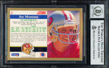 Joe Montana Autographed 1991 Score Card #1 San Francisco 49ers Auto Grade Gem Mint 10 Beckett BAS #19663065