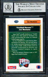 Joe Montana Autographed 1991 Upper Deck Heroes Card San Francisco 49ers Auto Grade Gem Mint 10 Beckett BAS #19663747