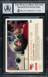 Joe Montana Autographed 1992 Pro Set Power Card #16 San Francisco 49ers Auto Grade Gem Mint 10 Beckett BAS #19663755
