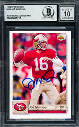 Joe Montana Autographed 1992 Upper Deck Card #560 San Francisco 49ers Auto Grade Gem Mint 10 Beckett BAS #19663713