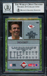 Joe Montana Autographed 1993 Collectors Edge Card #109 Kansas City Chiefs Auto Grade Gem Mint 10 Beckett BAS #19663717