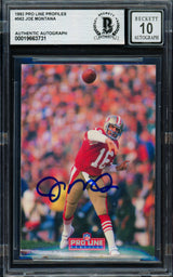 Joe Montana Autographed 1993 Proline Portraits Card #562 San Francisco 49ers Auto Grade Gem Mint 10 Beckett BAS #19663731