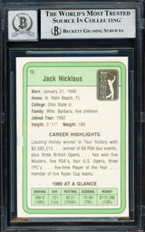 Jack Nicklaus Autographed 1981 Donruss Rookie Card #13 Auto Grade Gem Mint 10 Beckett BAS #19663797