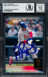 Albert Pujols Autographed 2001 Upper Deck Rookie Card #295 St. Louis Cardinals Auto Grade Gem Mint 10 Beckett BAS #19663807