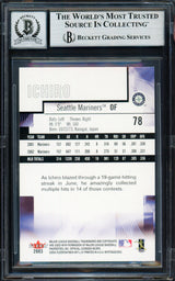 Ichiro Suzuki Autographed 2003 Fleer Mystique Rookie Card #78 Seattle Mariners Auto Grade Gem Mint 10 Beckett BAS #19658579
