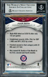 Juan Soto Autographed 2019 Topps Tribute Card #37 New York Mets Beckett BAS #18969281
