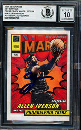 Allen Iverson Autographed 2021-22 Panini Donruss    Card #14 Philadelphia 76ers Auto Grade Gem Mint 10 Press Proof White Letters Beckett BAS #18969289