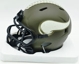 Jordan Addison Autographed Minnesota Vikings Camo Salute to Service Speed Mini Helmet Beckett BAS QR #BW00277