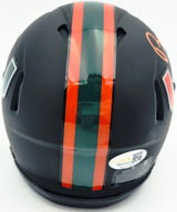 Bernie Kosar Autographed Miami Dolphins Eclipse Black Speed Mini Helmet (Smudged) JSA Witness #WC375697