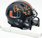 Bernie Kosar Autographed Miami Dolphins Eclipse Black Speed Mini Helmet (Smudged) JSA Witness #WC375695