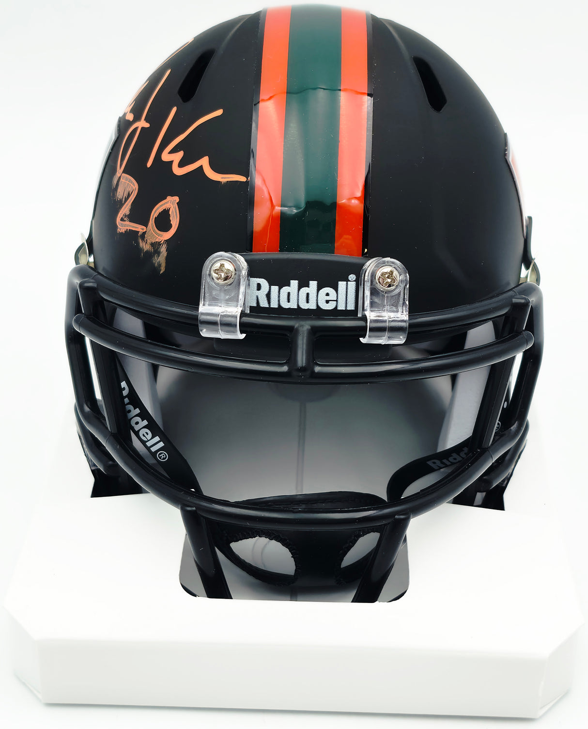 Bernie Kosar Autographed Miami Dolphins Eclipse Black Speed Mini Helmet (Smudged) JSA Witness #WC375695