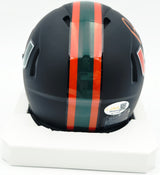 Bernie Kosar Autographed Miami Dolphins Eclipse Black Speed Mini Helmet (Smudged) JSA Witness #WC375695