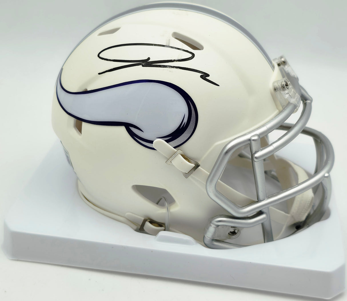 Jordan Addison Autographed Minnesota Vikings Cream Retro Speed Mini Helmet (Smudged) Beckett BAS QR #BW00332